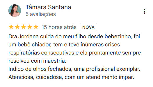 Depoimento Google Dra. Jordana Salemme.