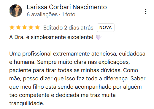 Depoimento Google Dra. Jordana Salemme.